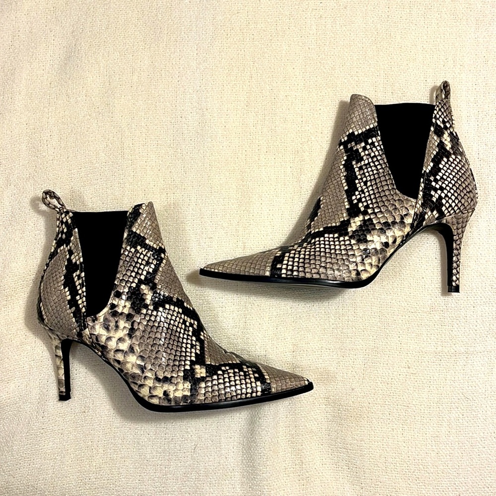 ZARA leather snakeskin high heel ankle boots andβ booties size 7 - Picture 3 of 10